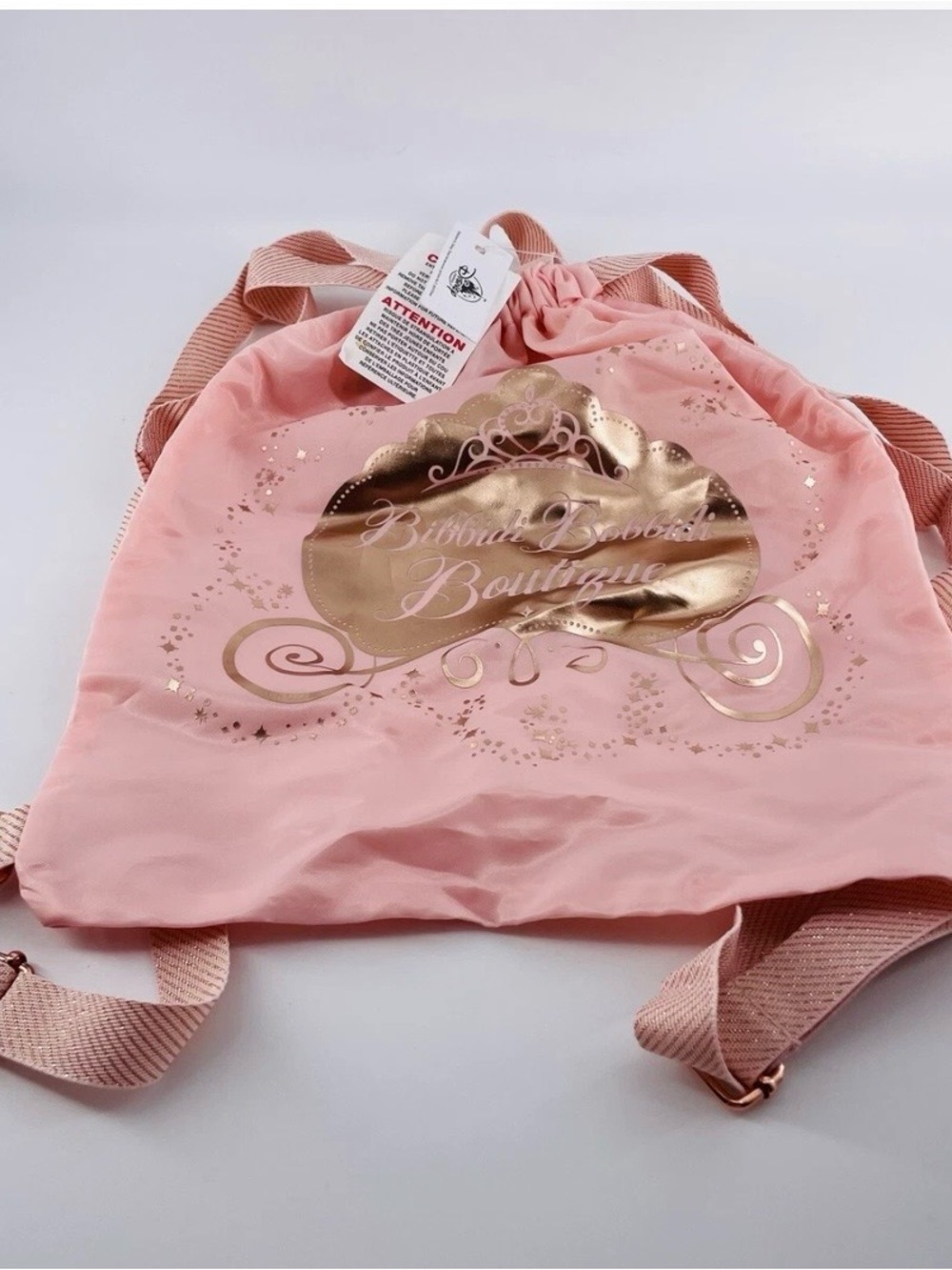 Disney Parks Bippity Boppity Boutique Cinch Bag/Backpack- - rose gold & pink